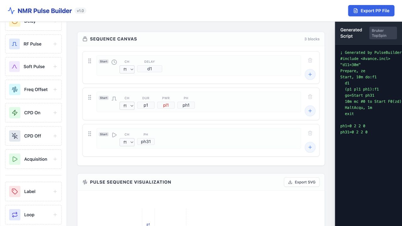 NMR Pulse Builder preview